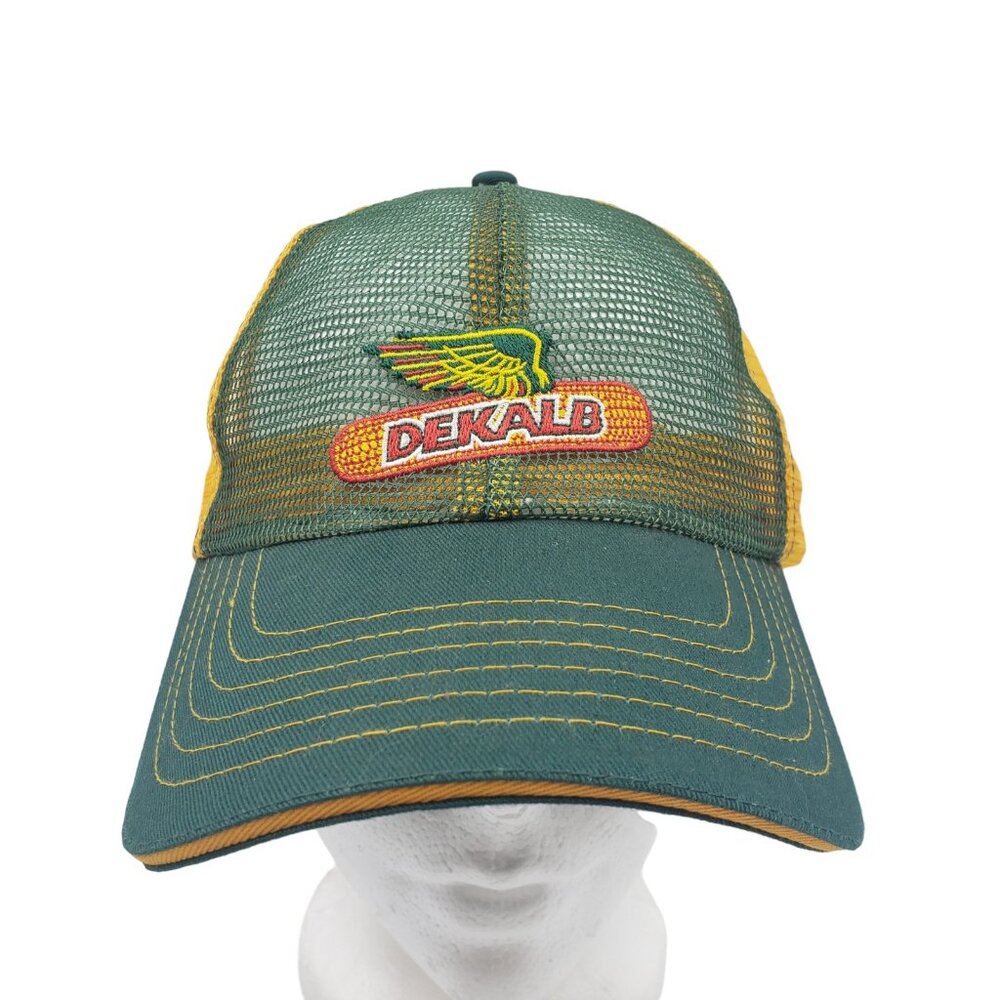 K-Products DEKALB Seed Full Mesh Snapback Cap Hat Green Yellow Vintage